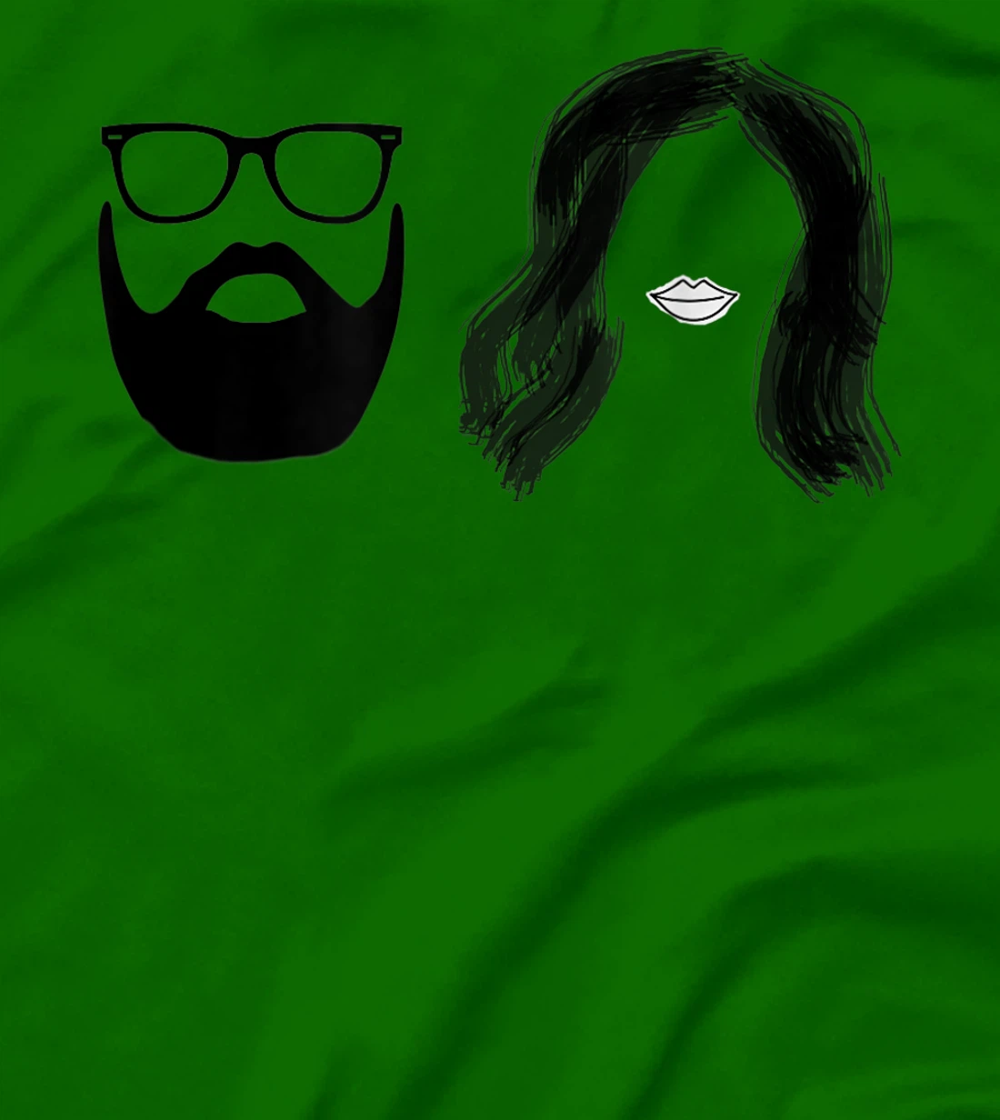 Man with beard and glasses with woman wavy hair T-Shirt, Women T-Shirt