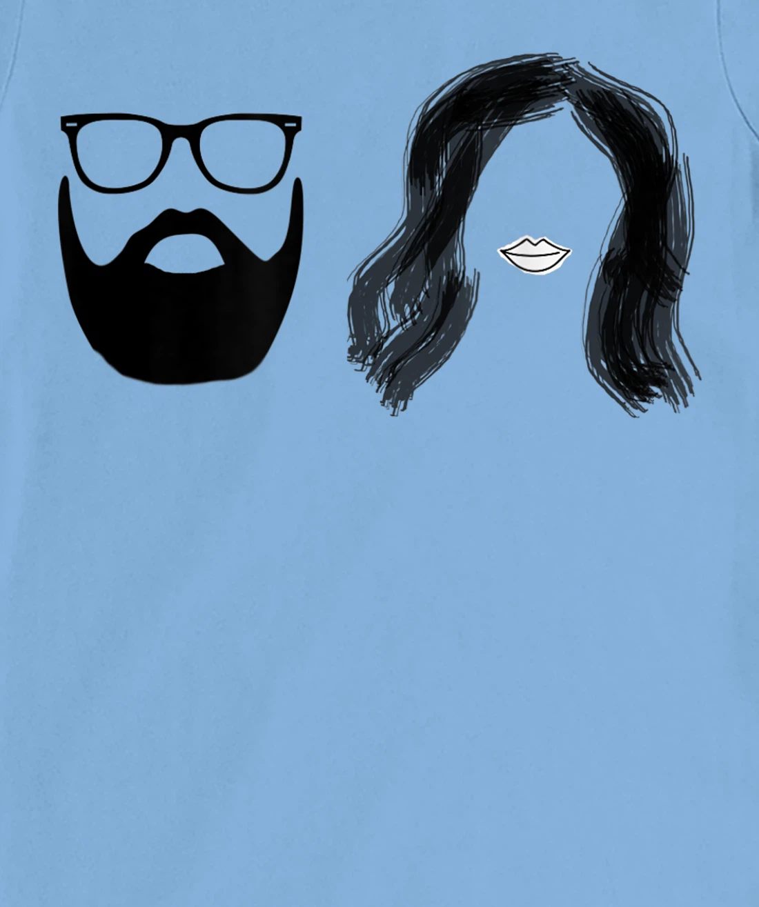 Man with beard and glasses with woman wavy hair T-Shirt, Women T-Shirt