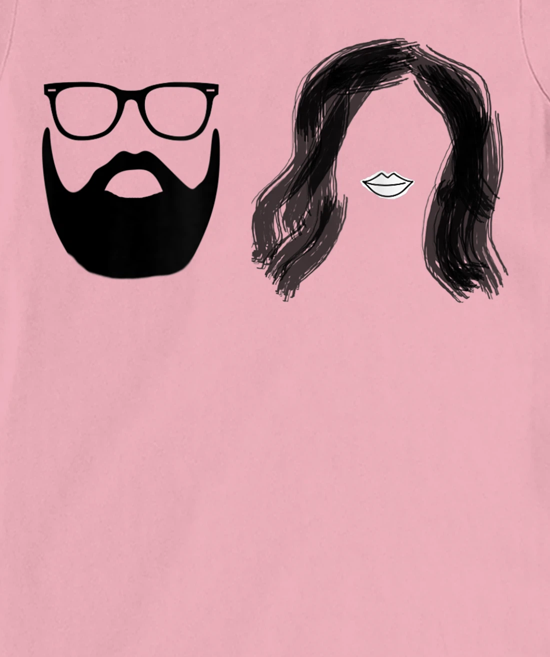Man with beard and glasses with woman wavy hair T-Shirt, Women T-Shirt