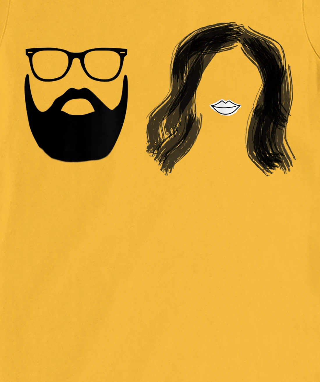 Man with beard and glasses with woman wavy hair T-Shirt, Women T-Shirt