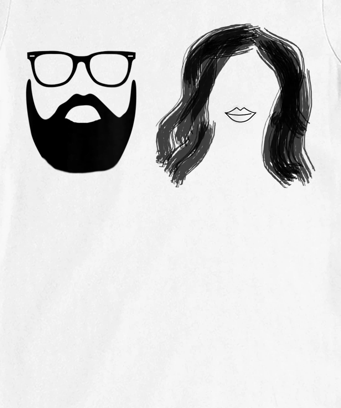 Man with beard and glasses with woman wavy hair T-Shirt, Women T-Shirt