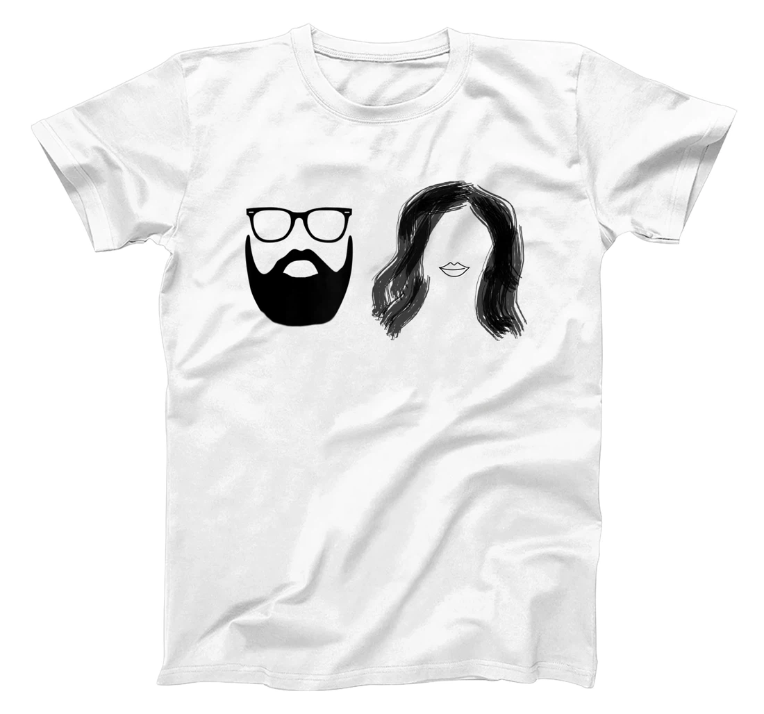 Man with beard and glasses with woman wavy hair T-Shirt, Women T-Shirt