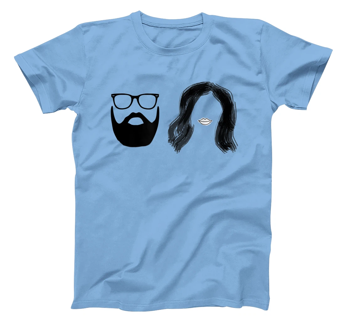 Man with beard and glasses with woman wavy hair T-Shirt, Women T-Shirt