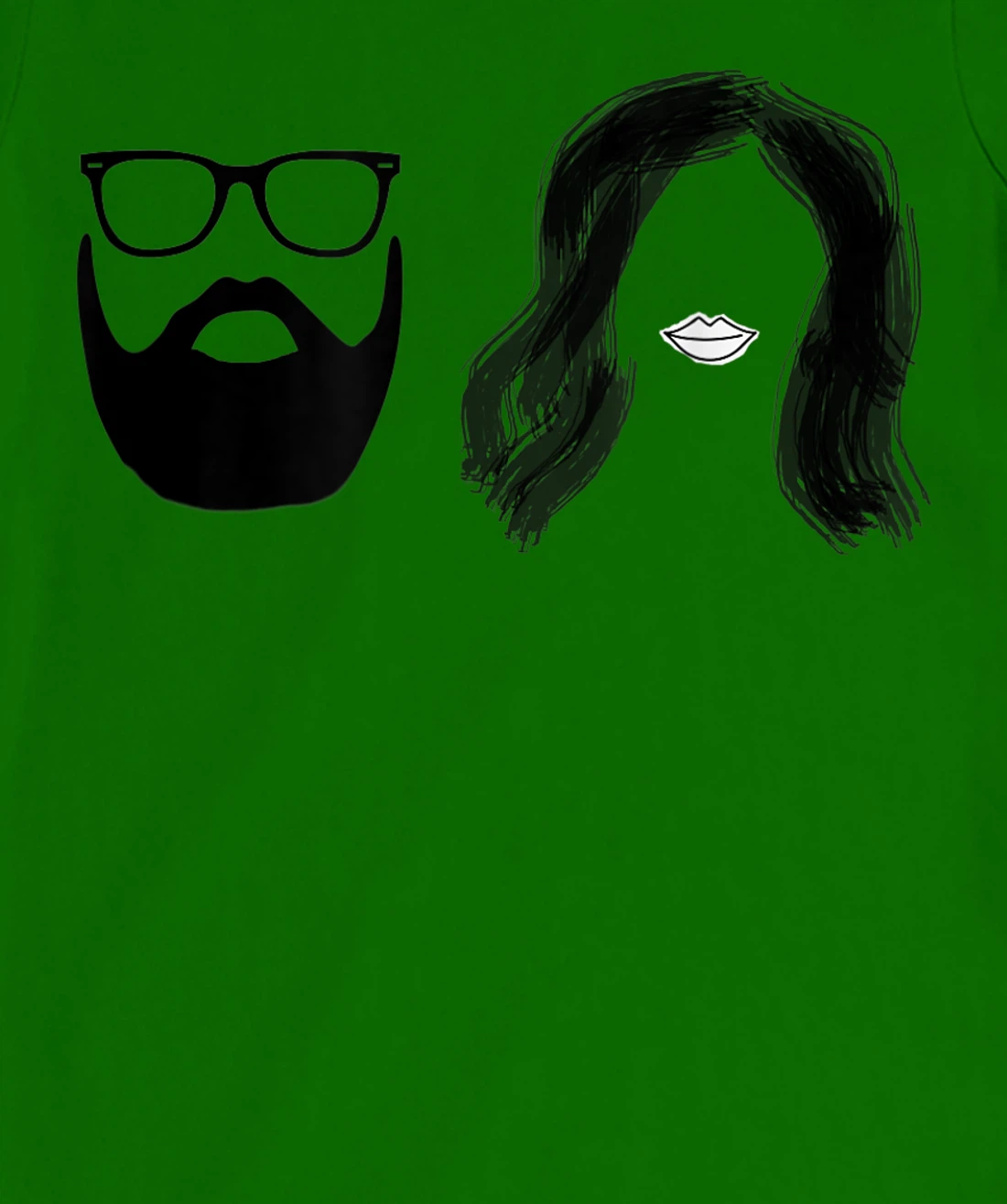 Man with beard and glasses with woman wavy hair T-Shirt, Women T-Shirt