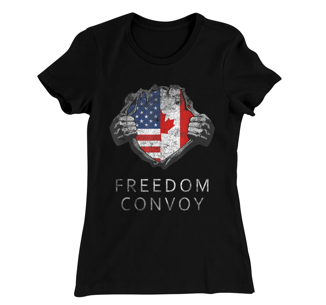 Canada Freedom Convoy 2022 Canadian Truckers Support T-Shirt, Women T-Shirt