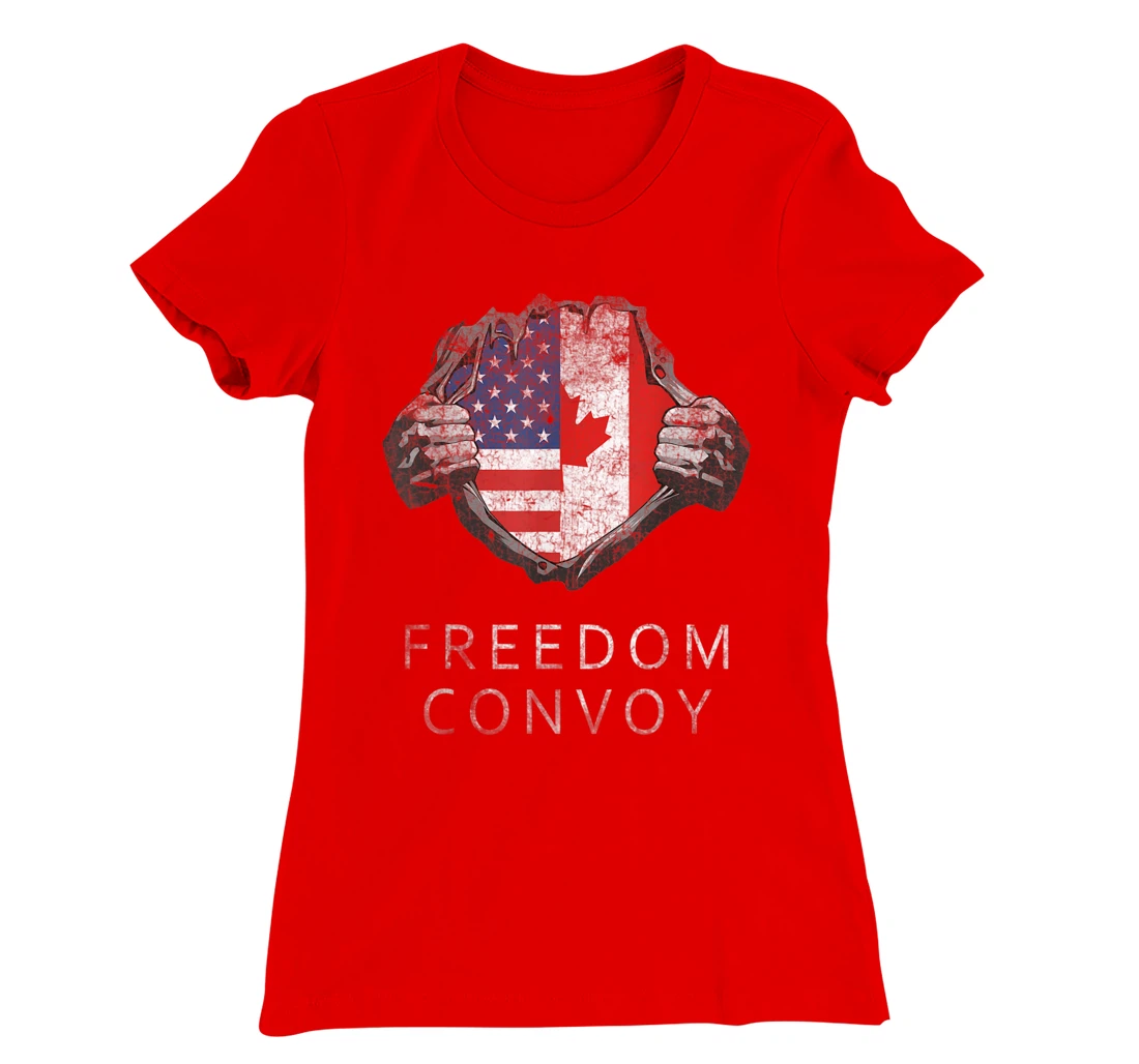 Canada Freedom Convoy 2022 Canadian Truckers Support T-Shirt, Women T-Shirt