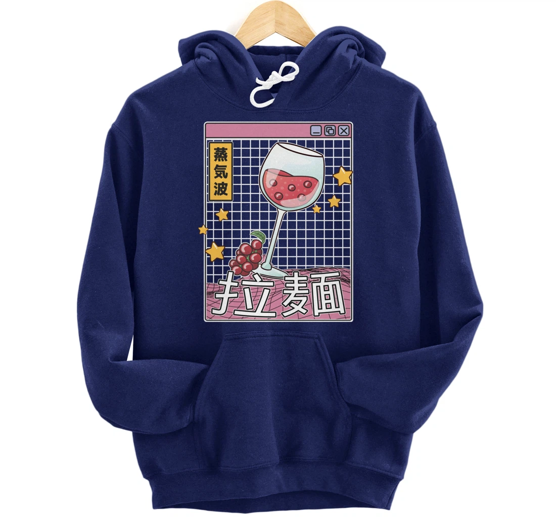 Wine Glass Digital Japan Style Pastel Otaku Anime Vaporwave Pullover Hoodie