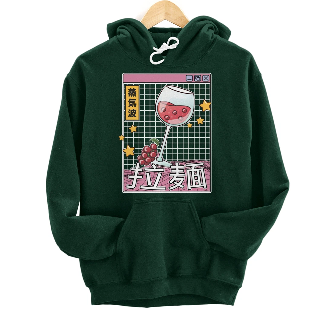 Wine Glass Digital Japan Style Pastel Otaku Anime Vaporwave Pullover Hoodie