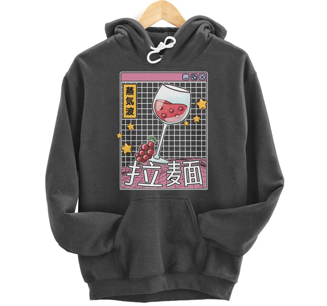 Wine Glass Digital Japan Style Pastel Otaku Anime Vaporwave Pullover Hoodie
