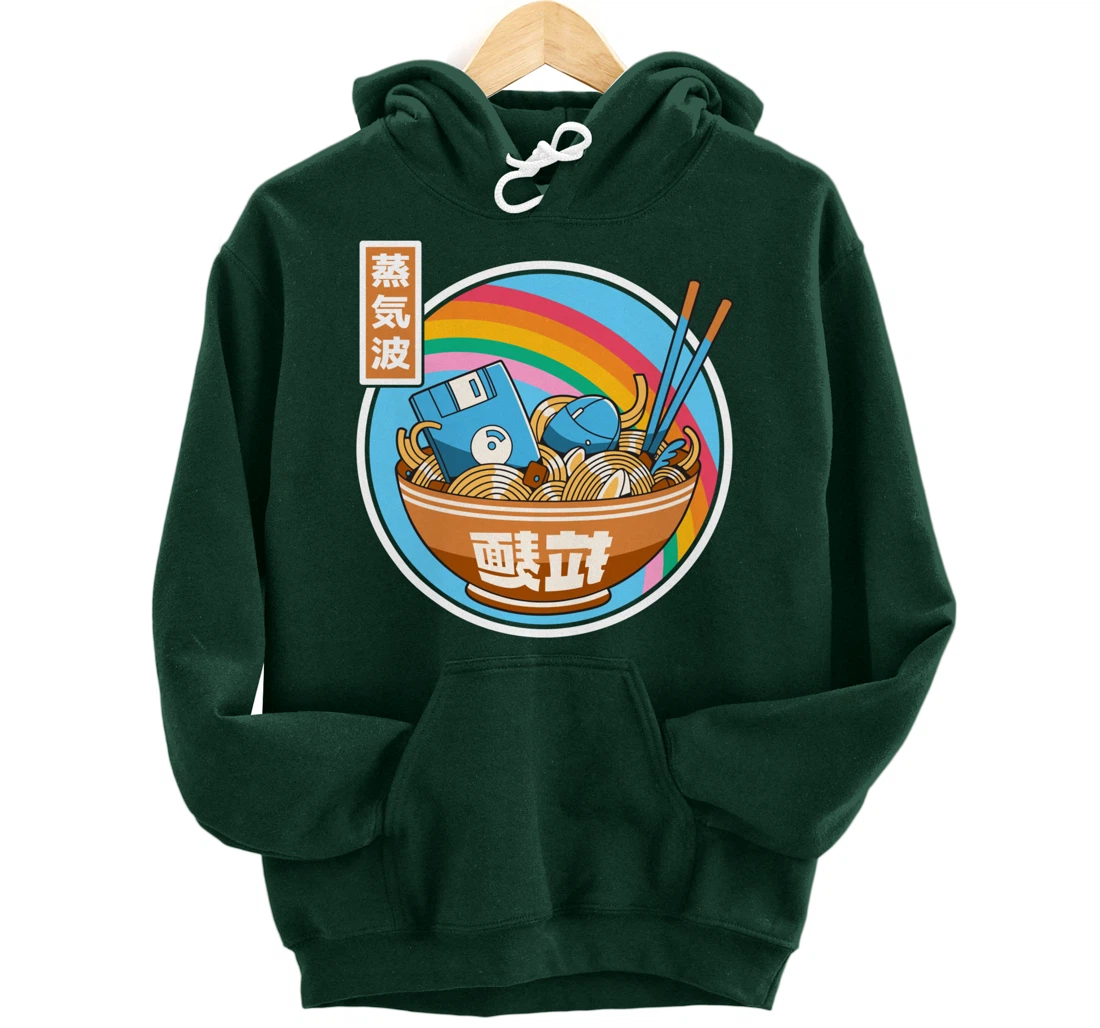Digital Ramen Bowl Japan Style Pastel Otaku Anime Vaporwave Pullover Hoodie