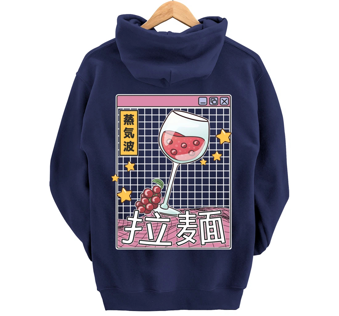 Wine Glass Digital Japan Style Pastel Otaku Anime Vaporwave Pullover Hoodie