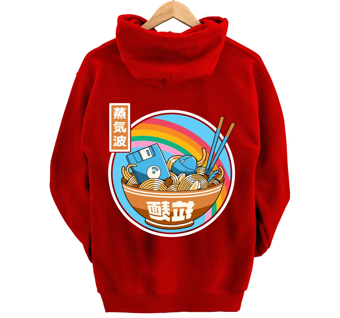 Digital Ramen Bowl Japan Style Pastel Otaku Anime Vaporwave Pullover Hoodie