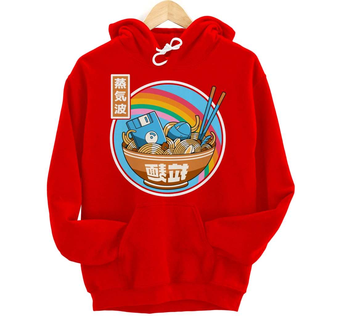 Digital Ramen Bowl Japan Style Pastel Otaku Anime Vaporwave Pullover Hoodie