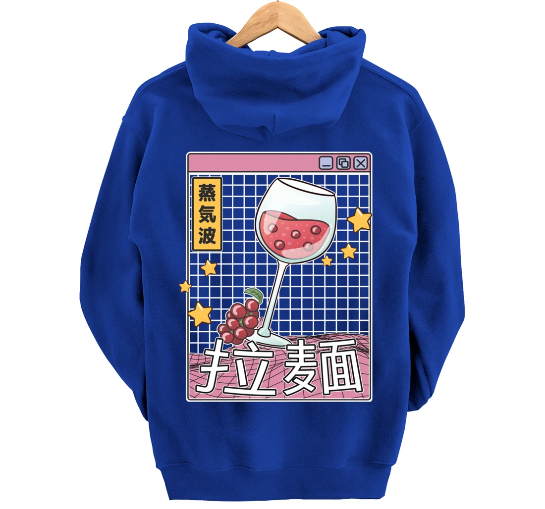 Wine Glass Digital Japan Style Pastel Otaku Anime Vaporwave Pullover Hoodie
