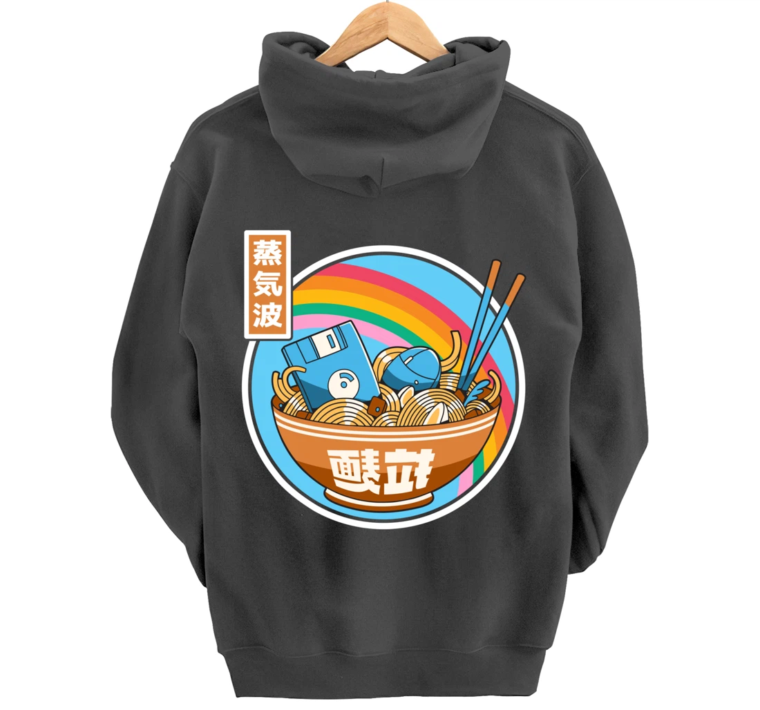 Digital Ramen Bowl Japan Style Pastel Otaku Anime Vaporwave Pullover Hoodie