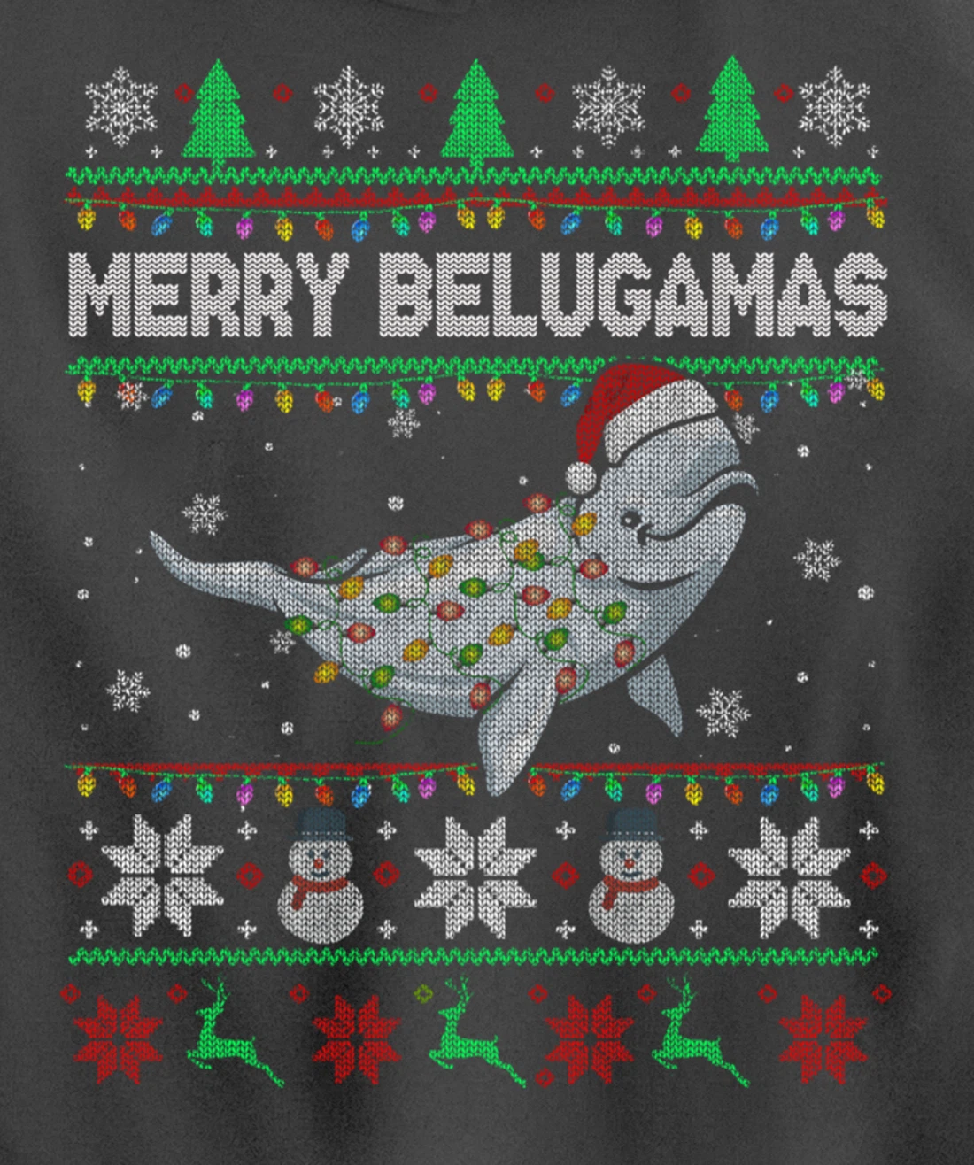 Merry Belugamas Xmas Lights Santa Beluga Xmas Sweater Pullover Hoodie