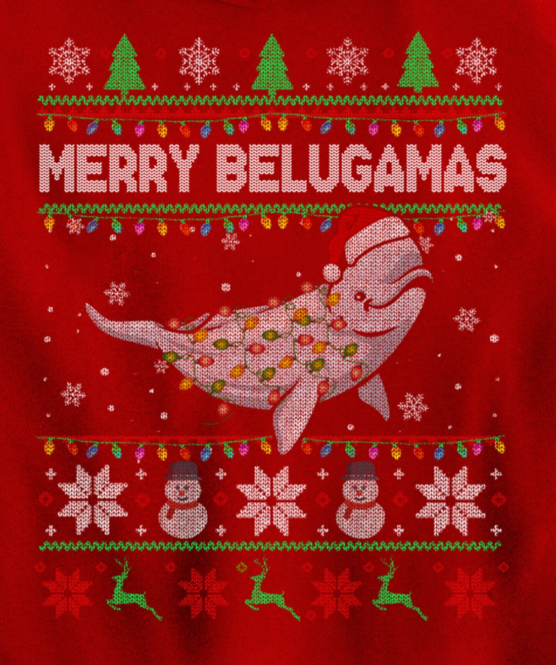 Merry Belugamas Xmas Lights Santa Beluga Xmas Sweater Pullover Hoodie