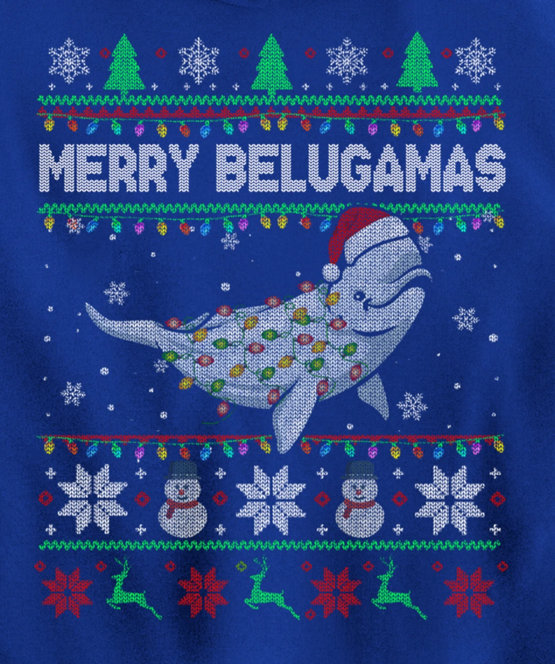 Merry Belugamas Xmas Lights Santa Beluga Xmas Sweater Pullover Hoodie