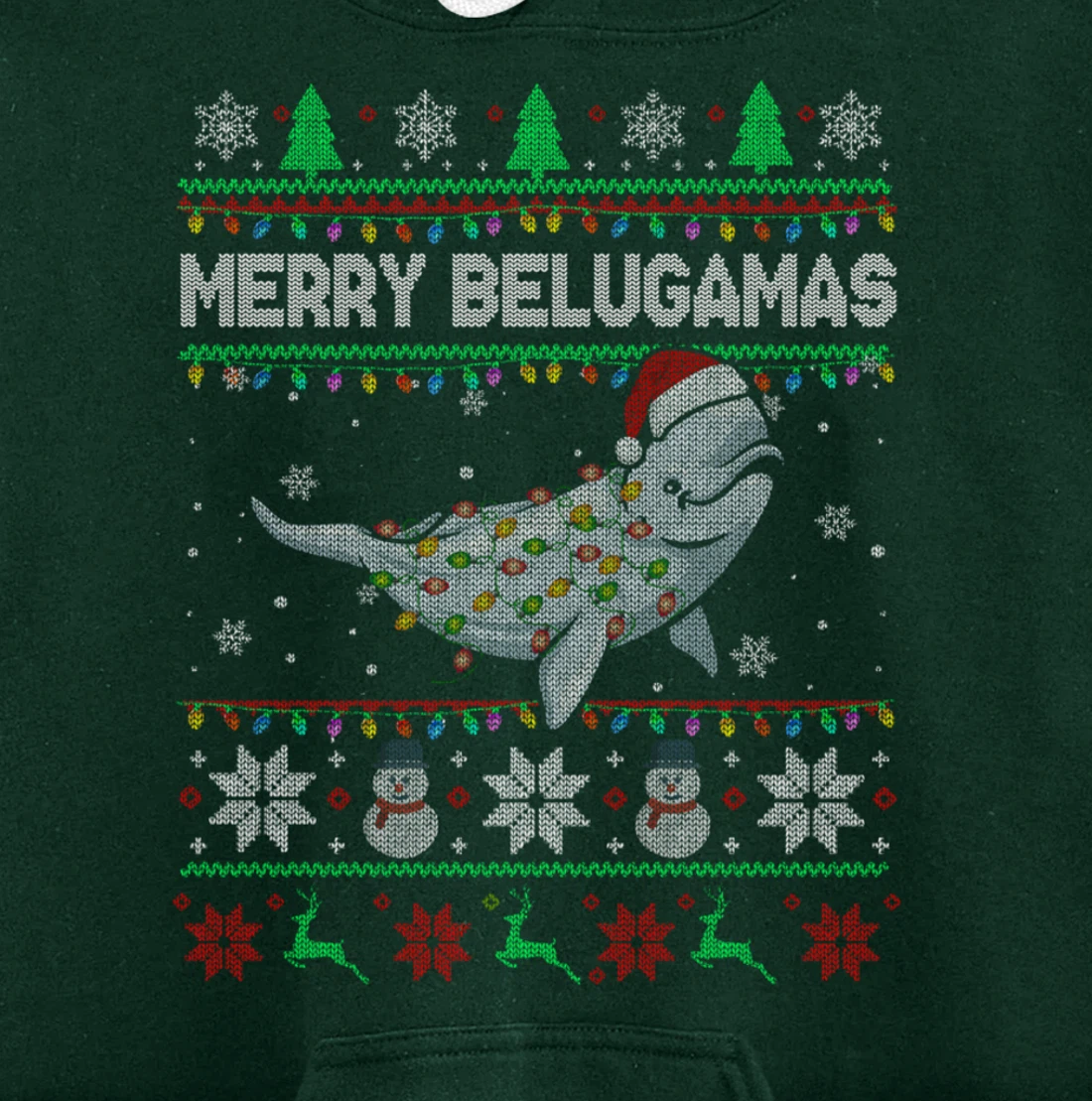 Merry Belugamas Xmas Lights Santa Beluga Xmas Sweater Pullover Hoodie