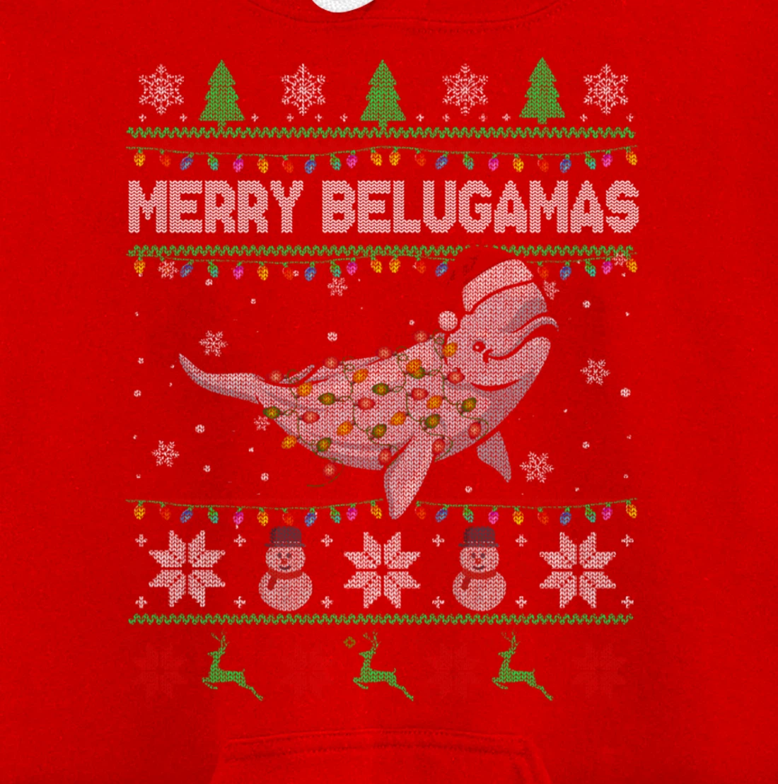 Merry Belugamas Xmas Lights Santa Beluga Xmas Sweater Pullover Hoodie