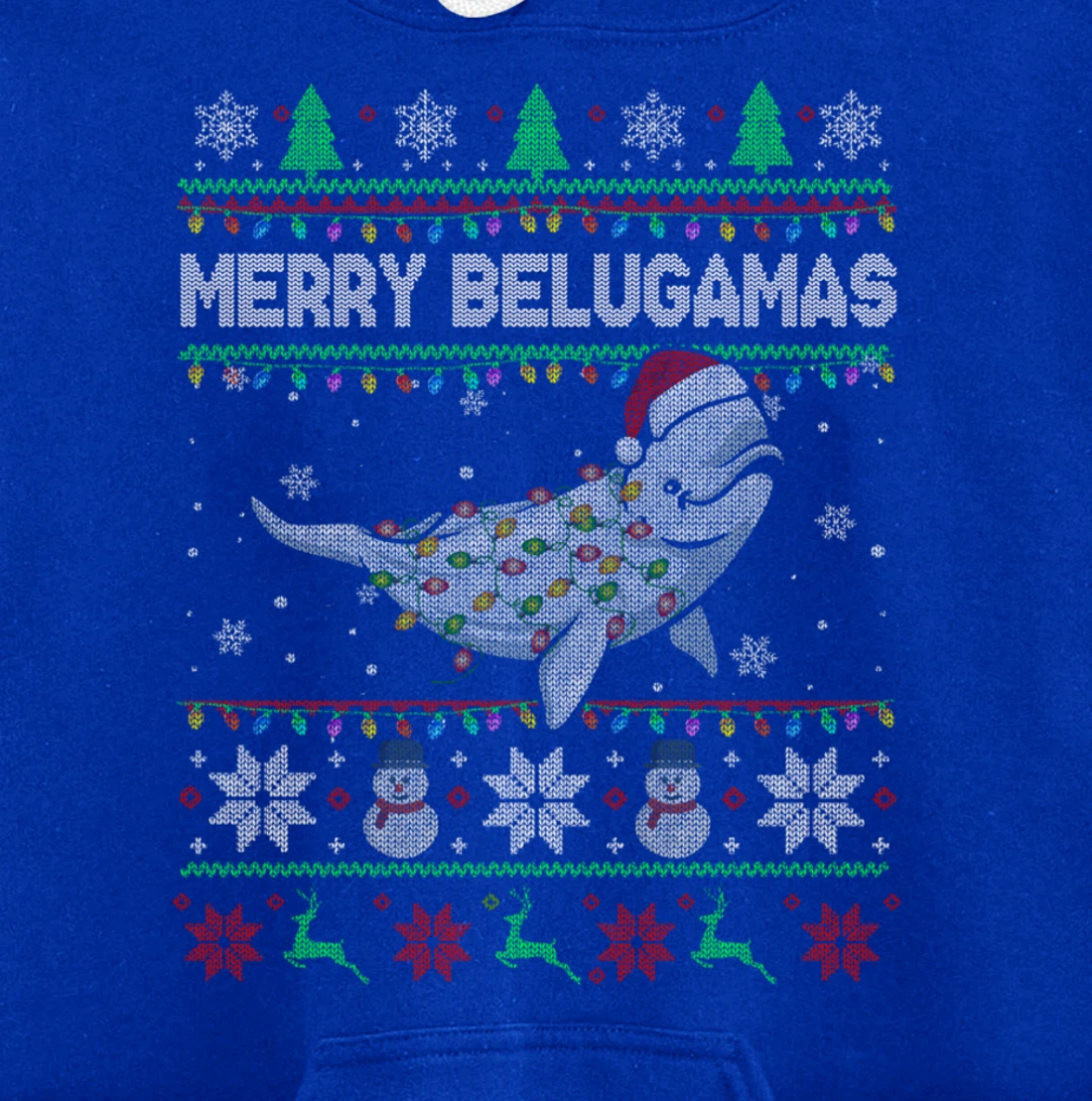 Merry Belugamas Xmas Lights Santa Beluga Xmas Sweater Pullover Hoodie