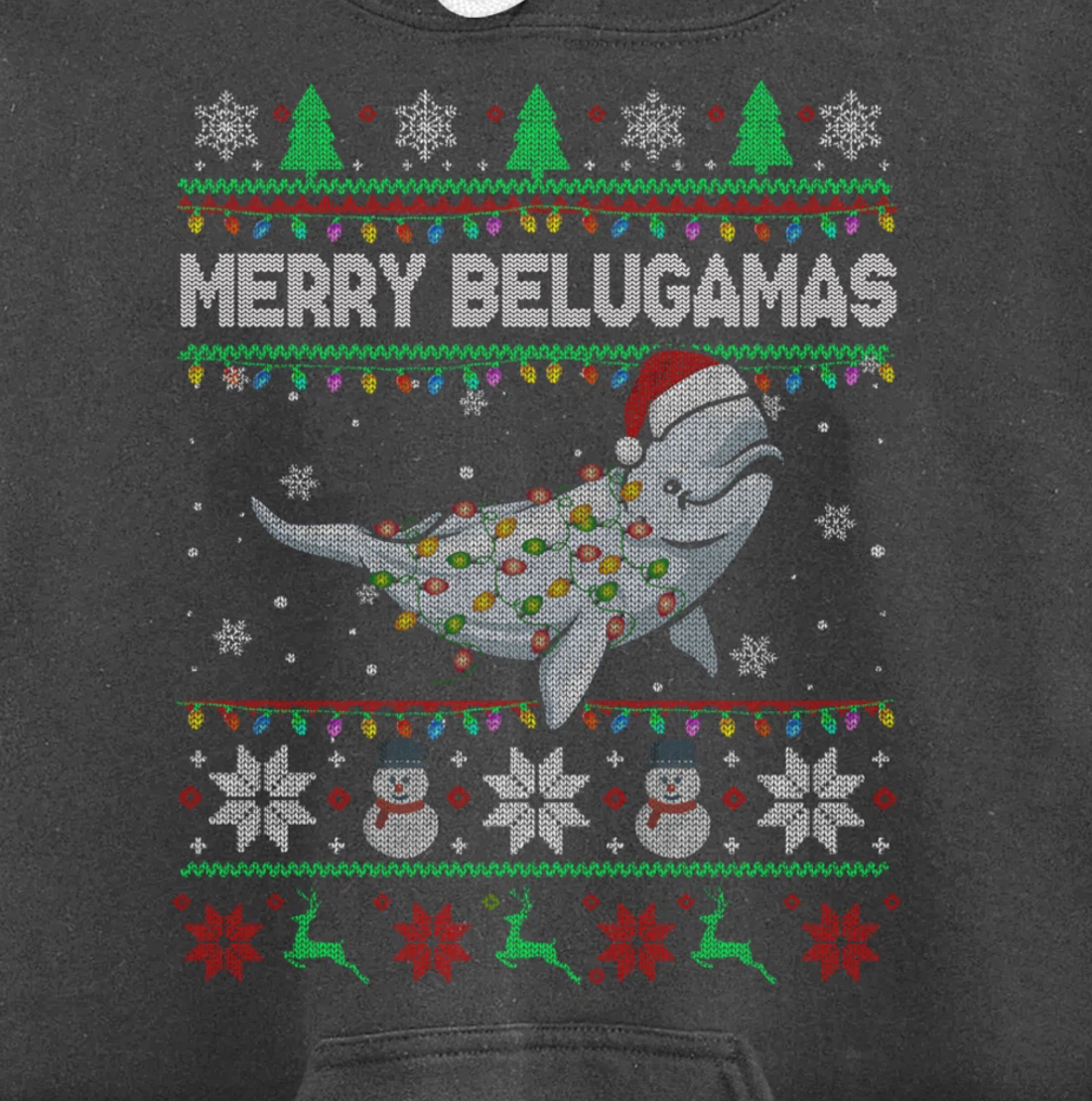 Merry Belugamas Xmas Lights Santa Beluga Xmas Sweater Pullover Hoodie