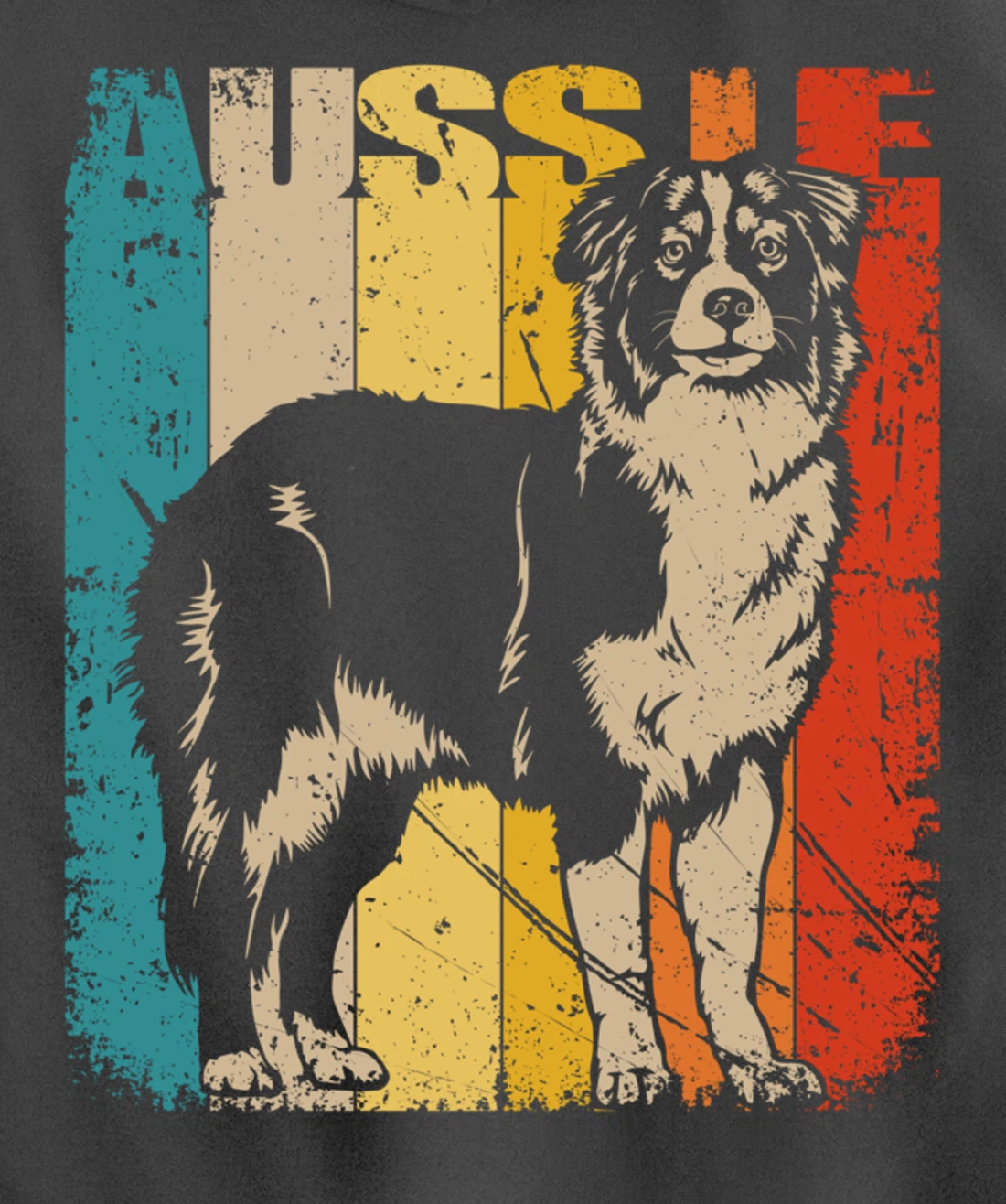 Vintage Retro Australian Shepherd, cute Aussie Dog Pullover Hoodie