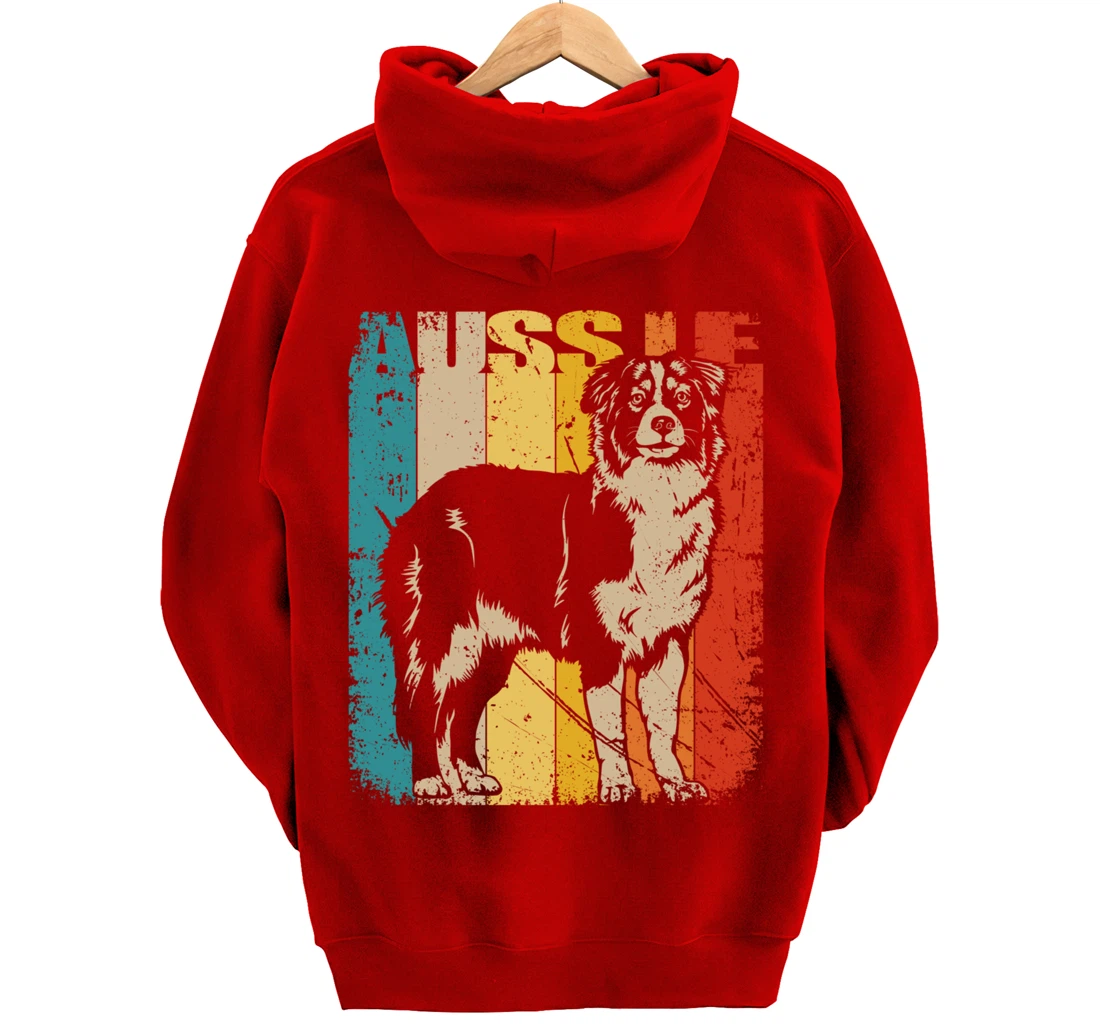 Vintage Retro Australian Shepherd, cute Aussie Dog Pullover Hoodie