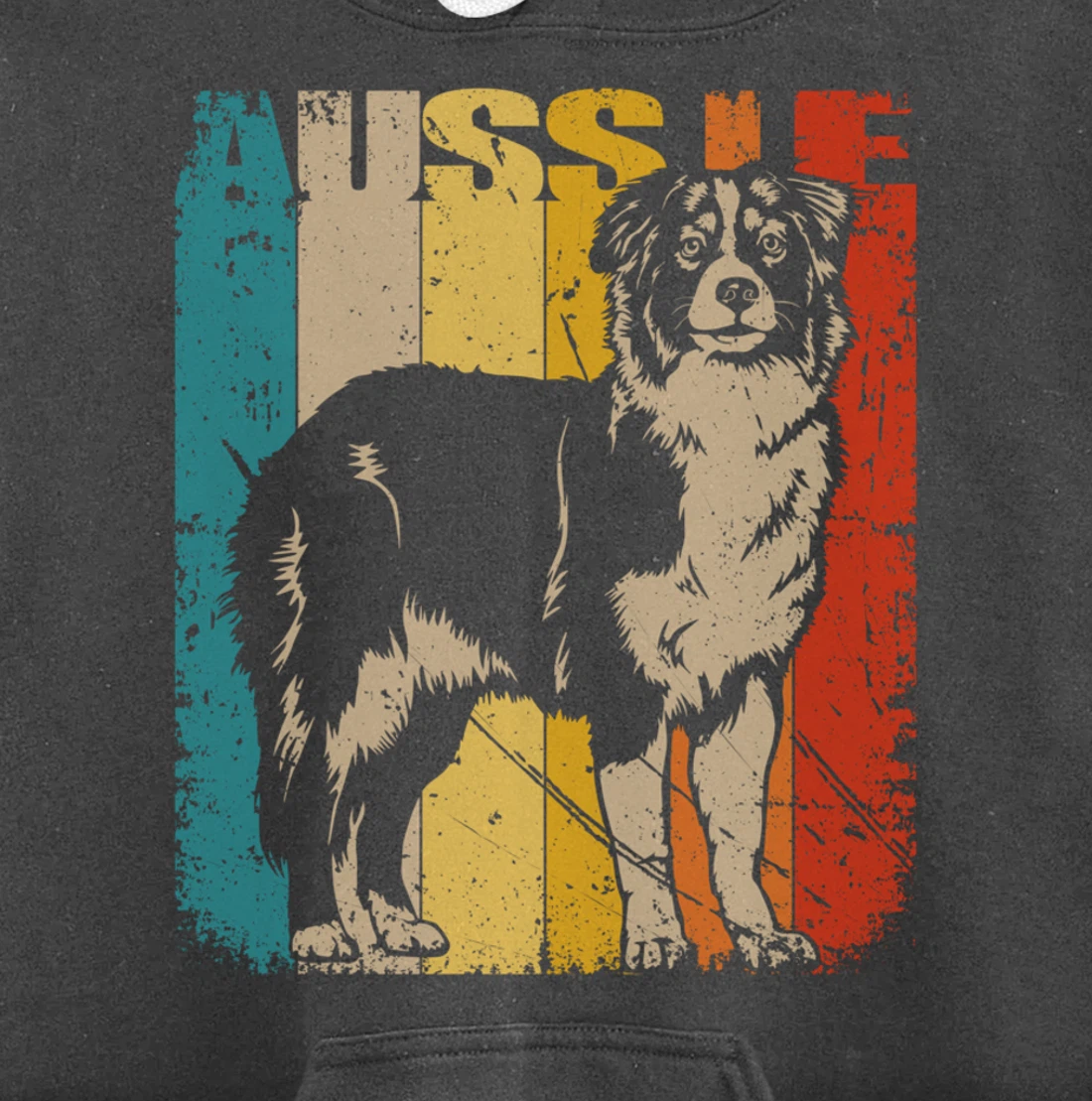 Vintage Retro Australian Shepherd, cute Aussie Dog Pullover Hoodie