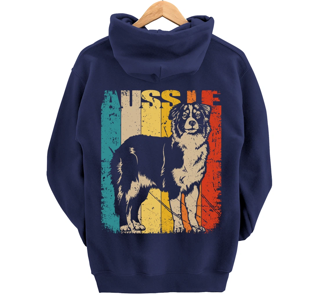 Vintage Retro Australian Shepherd, cute Aussie Dog Pullover Hoodie