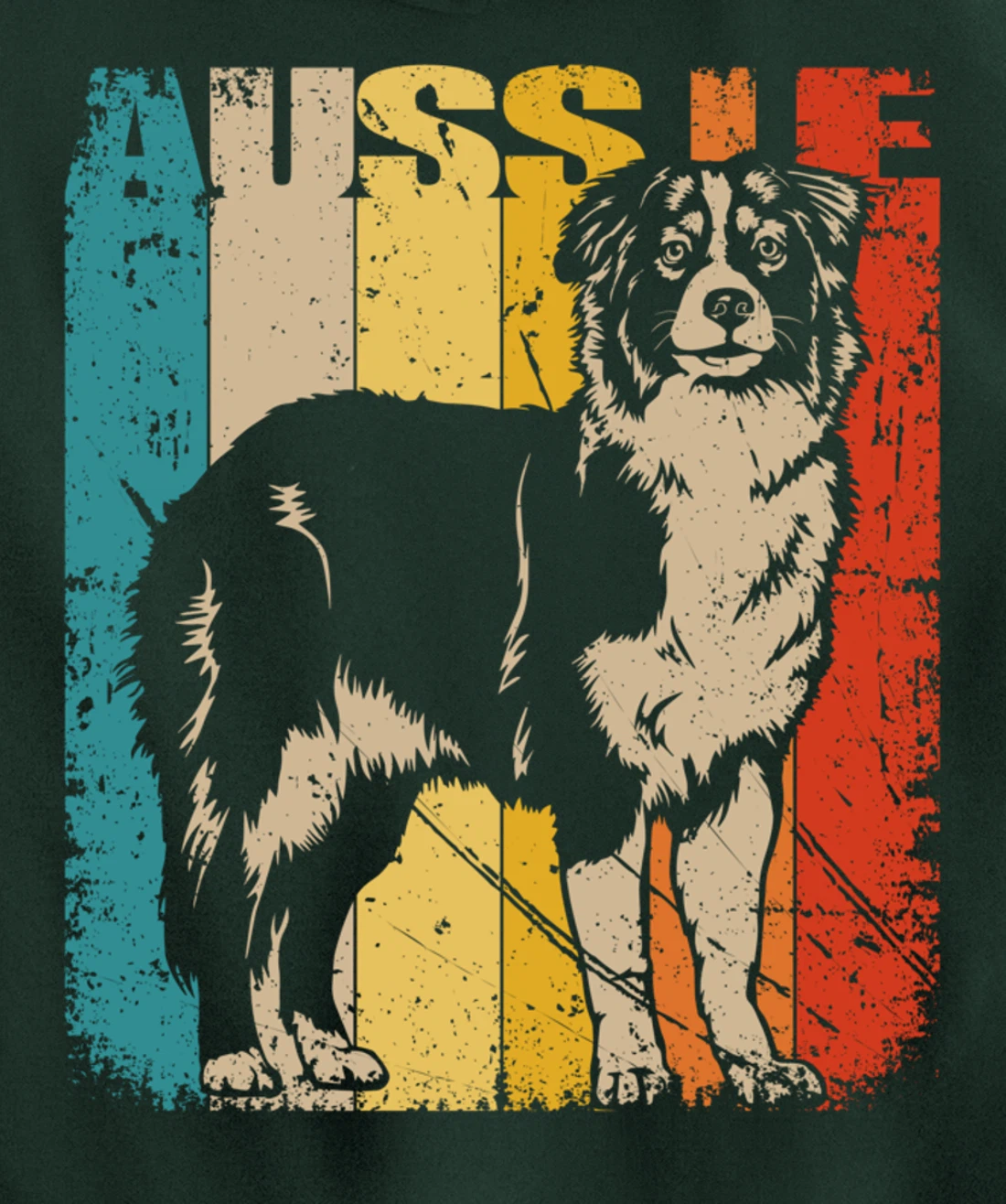 Vintage Retro Australian Shepherd, cute Aussie Dog Pullover Hoodie