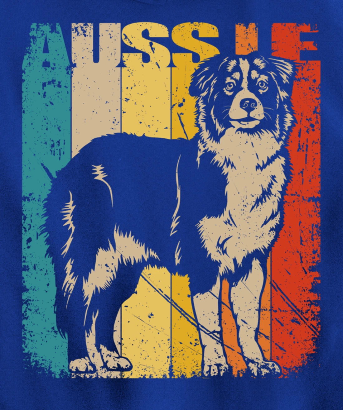 Vintage Retro Australian Shepherd, cute Aussie Dog Pullover Hoodie