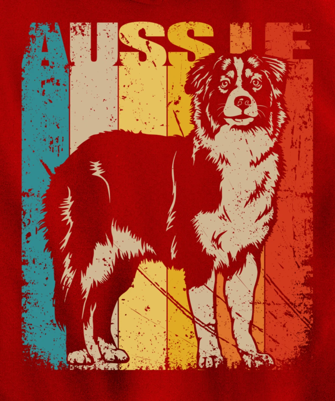 Vintage Retro Australian Shepherd, cute Aussie Dog Pullover Hoodie