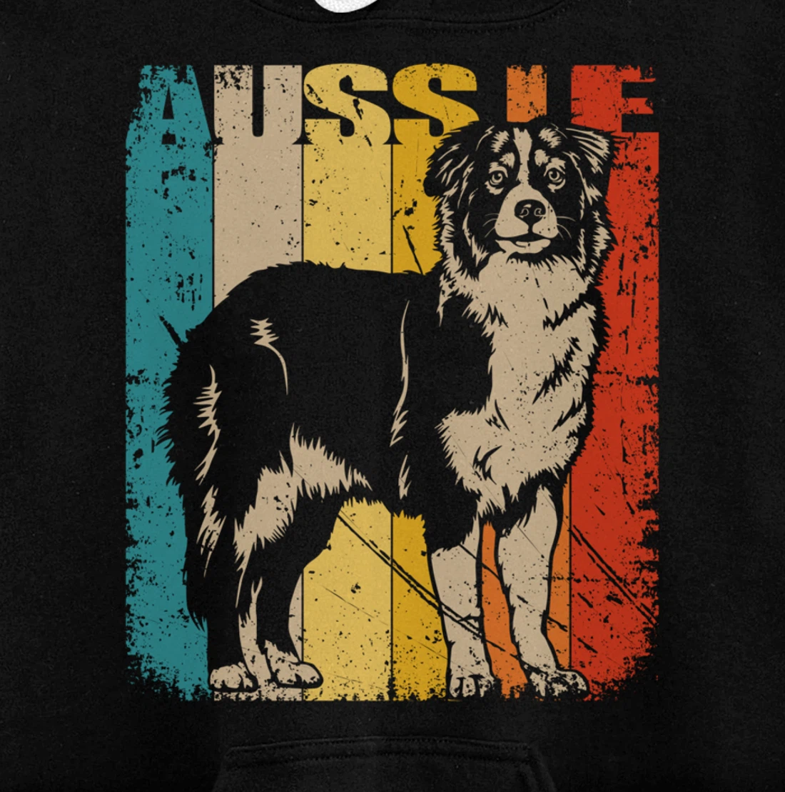 Vintage Retro Australian Shepherd, cute Aussie Dog Pullover Hoodie