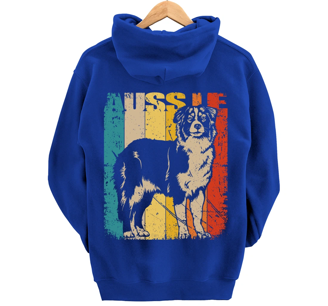 Vintage Retro Australian Shepherd, cute Aussie Dog Pullover Hoodie