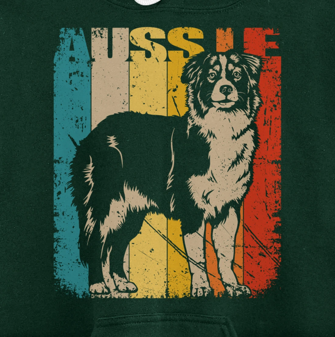 Vintage Retro Australian Shepherd, cute Aussie Dog Pullover Hoodie