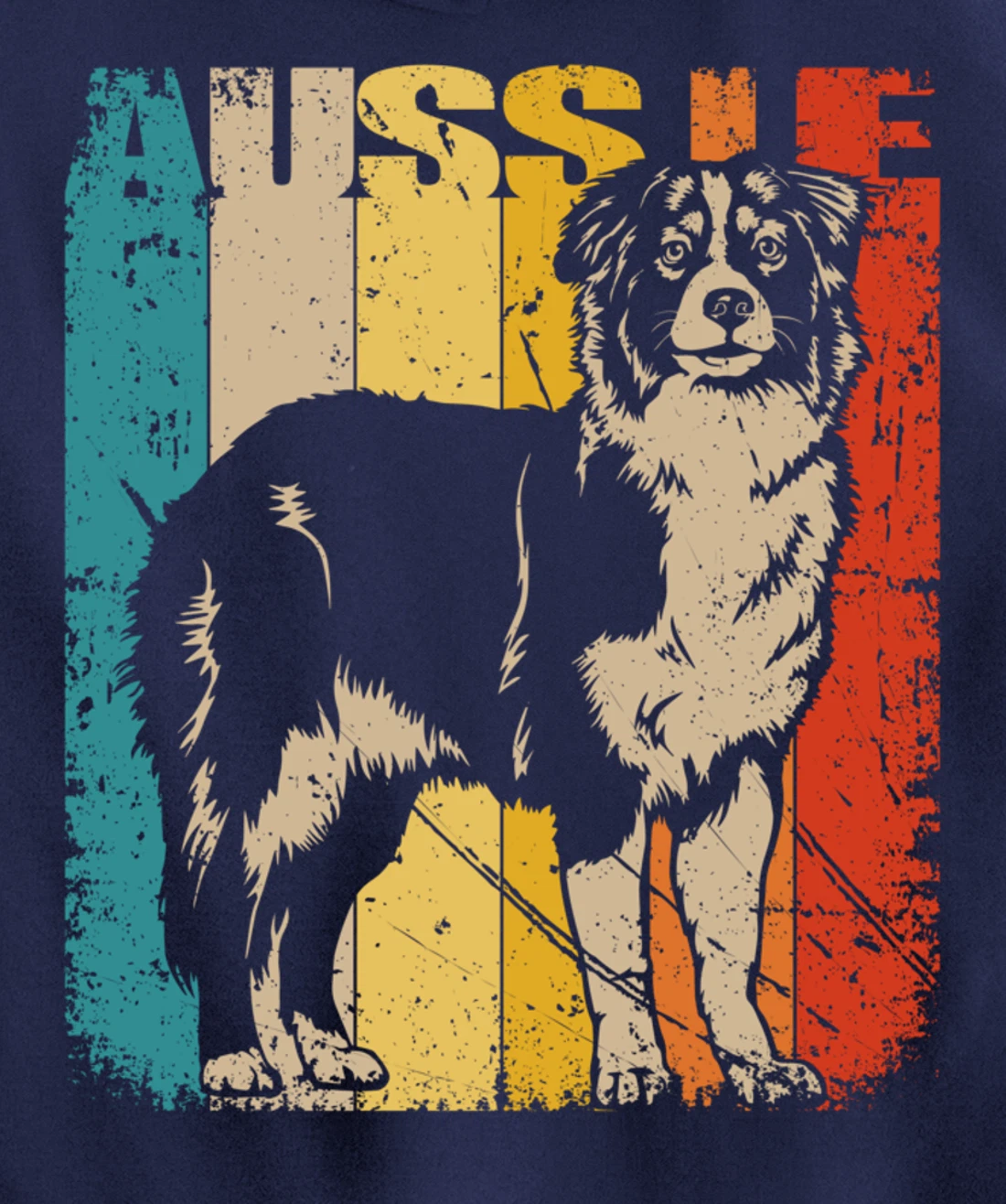 Vintage Retro Australian Shepherd, cute Aussie Dog Pullover Hoodie