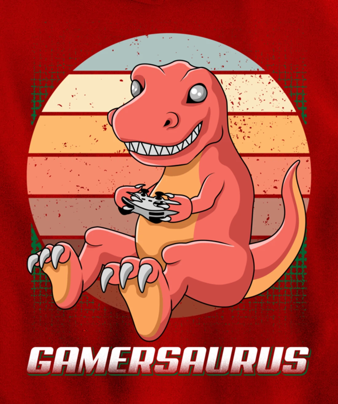 Gamersaurus T-Rex Gamer Dinosaur Funny Gaming Cowboy Pullover Hoodie
