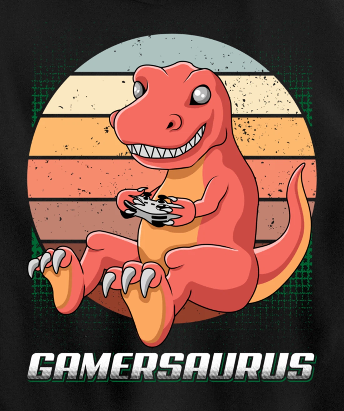 Gamersaurus T-Rex Gamer Dinosaur Funny Gaming Cowboy Pullover Hoodie