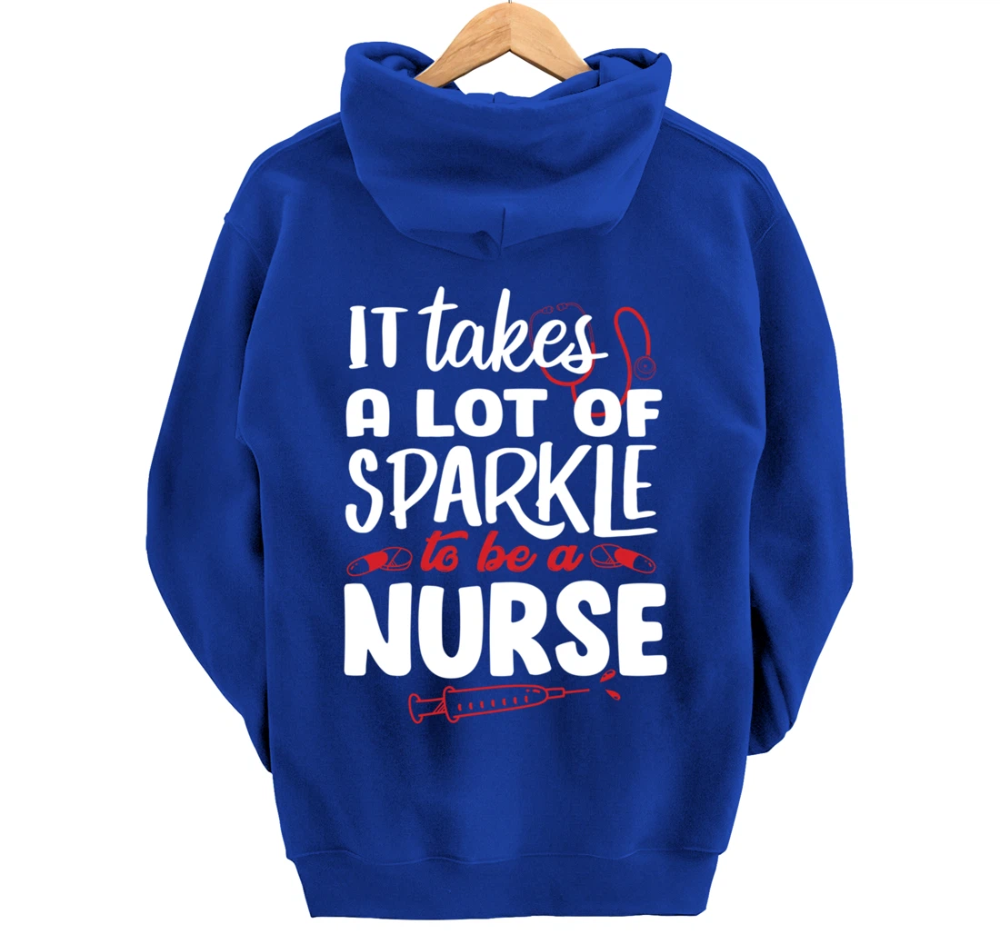 Funny Nursing Lover Sparkle Graphic for Women and Men Nurse Pullover Hoodie