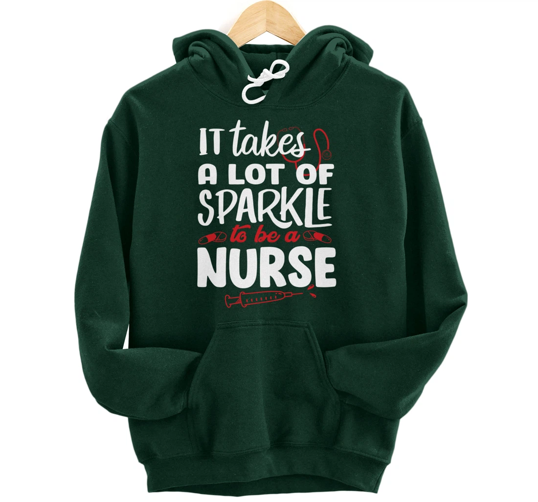 Funny Nursing Lover Sparkle Graphic for Women and Men Nurse Pullover Hoodie