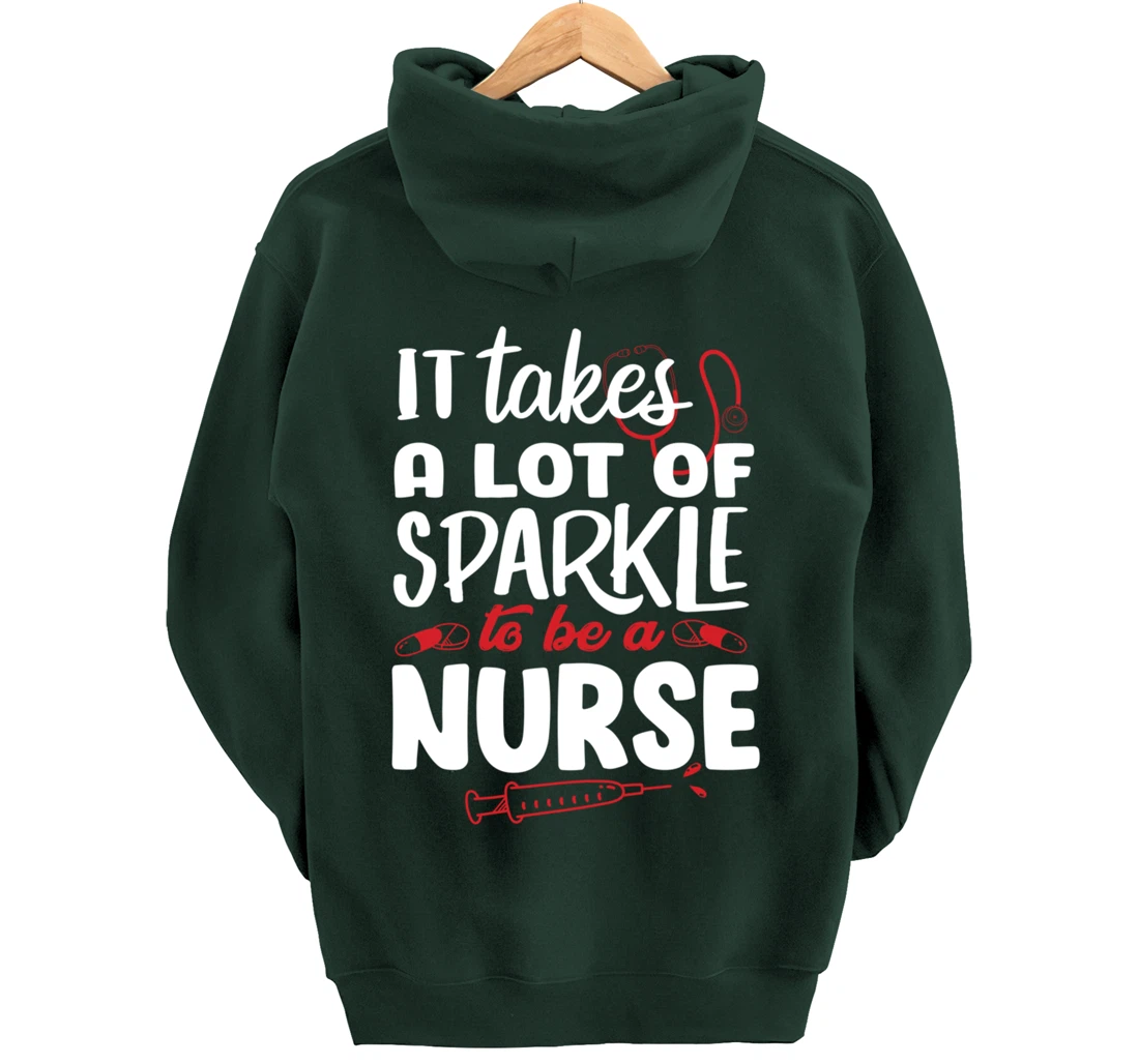 Funny Nursing Lover Sparkle Graphic for Women and Men Nurse Pullover Hoodie