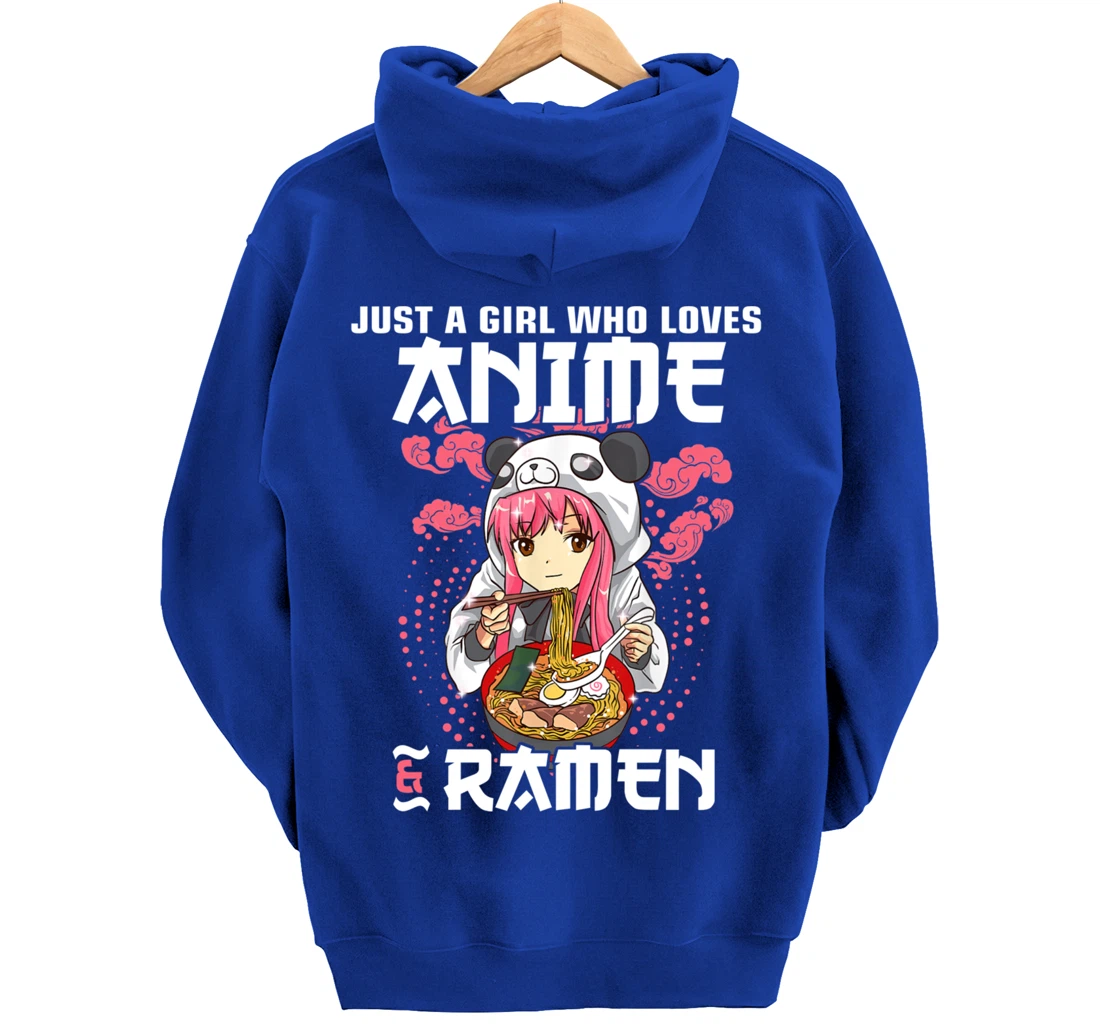 Just A Girl Who Loves Anime and Ramen Bowl Panda Teen Girl Pullover Hoodie