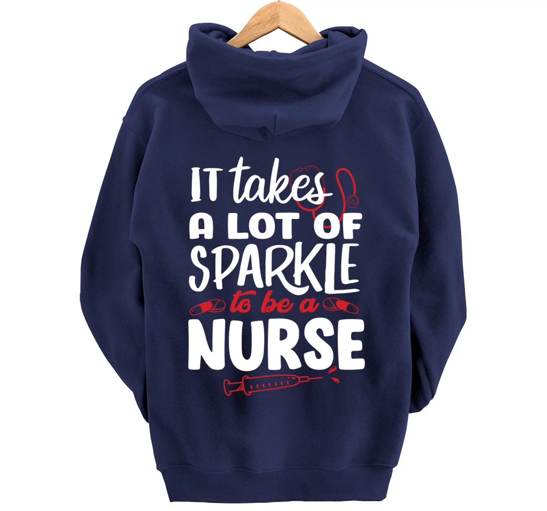 Funny Nursing Lover Sparkle Graphic for Women and Men Nurse Pullover Hoodie