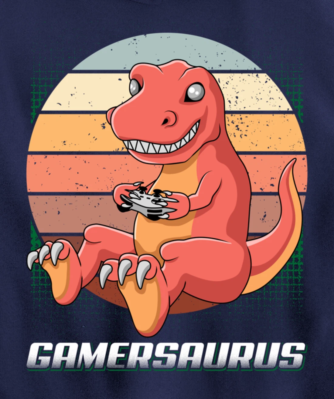Gamersaurus T-Rex Gamer Dinosaur Funny Gaming Cowboy Pullover Hoodie