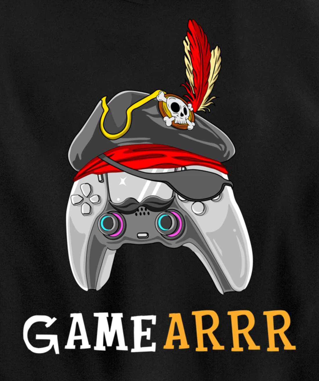 Gamearrr Gamer Pirate Hat Gaming Video Game Controller Pullover Hoodie
