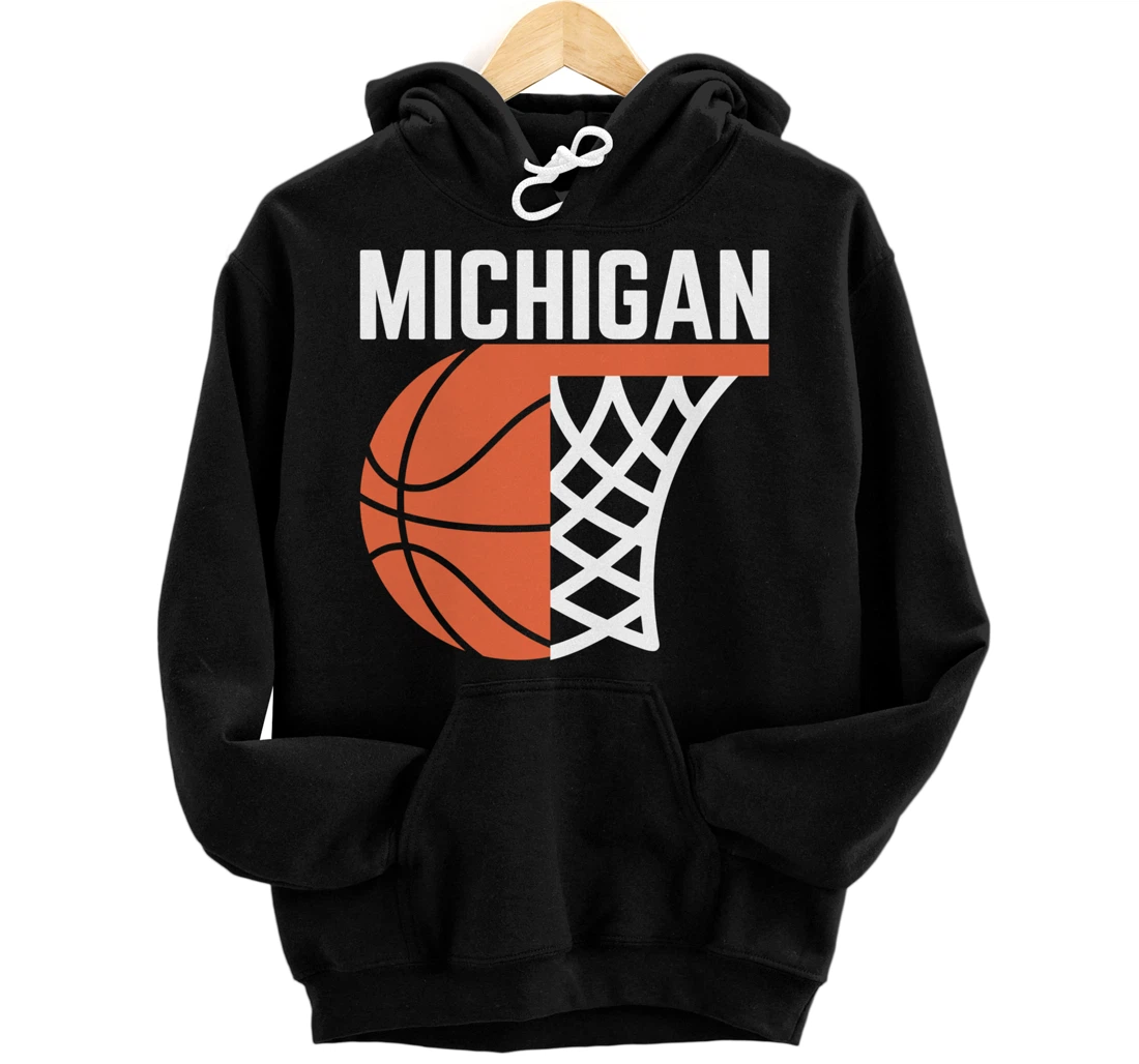 Michigan USA State net ball basketball graphic sport players Pullover Hoodie