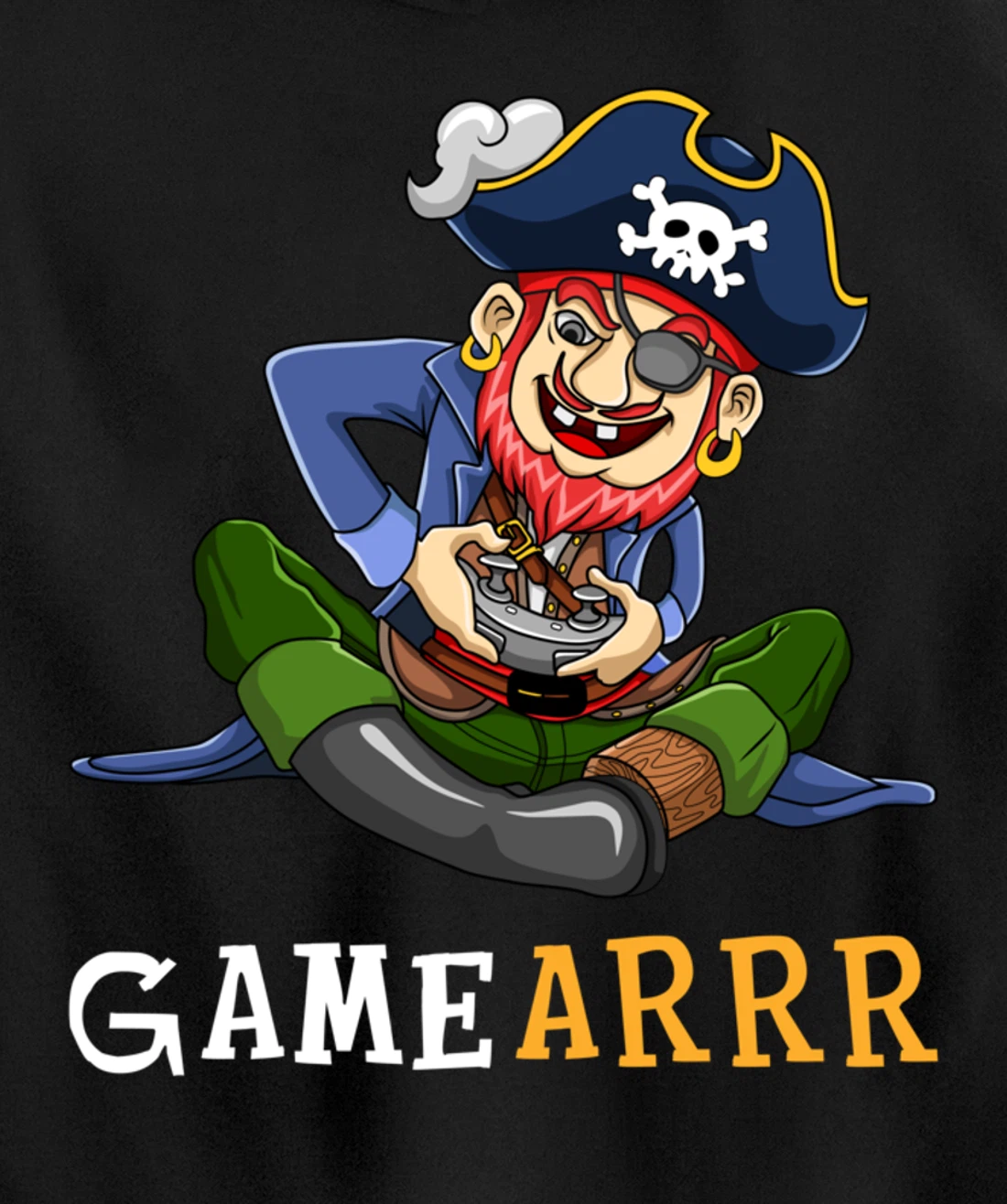 Gamearrr Gamer Pirate Hat Gaming Video Game Controller Pullover Hoodie