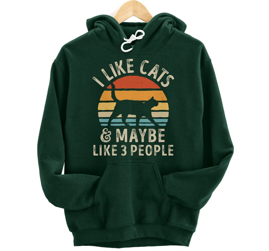 I Like Cats And Maybe Like 3 People Cat Retro Men Pullover Hoodie