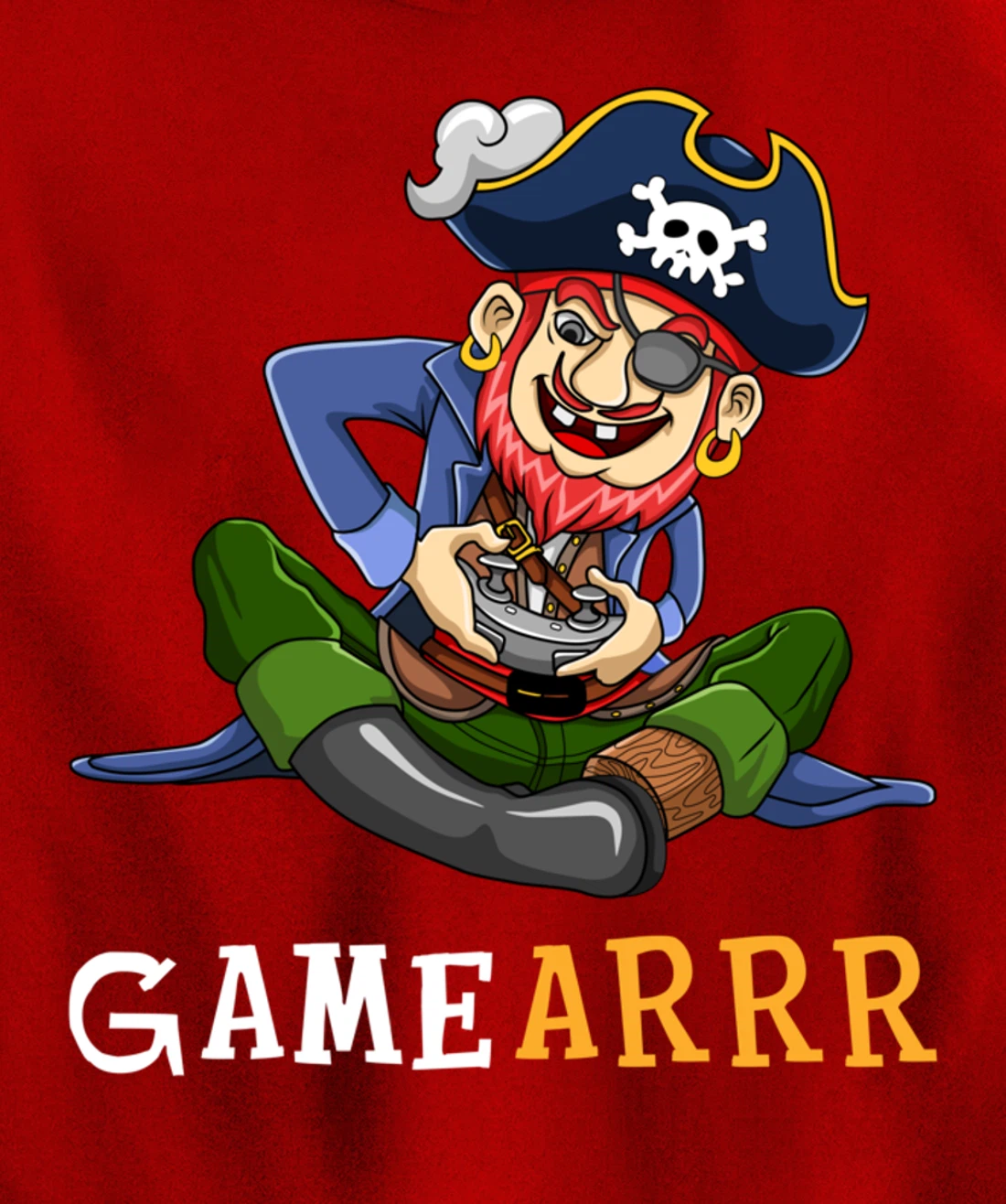 Gamearrr Gamer Pirate Hat Gaming Video Game Controller Pullover Hoodie